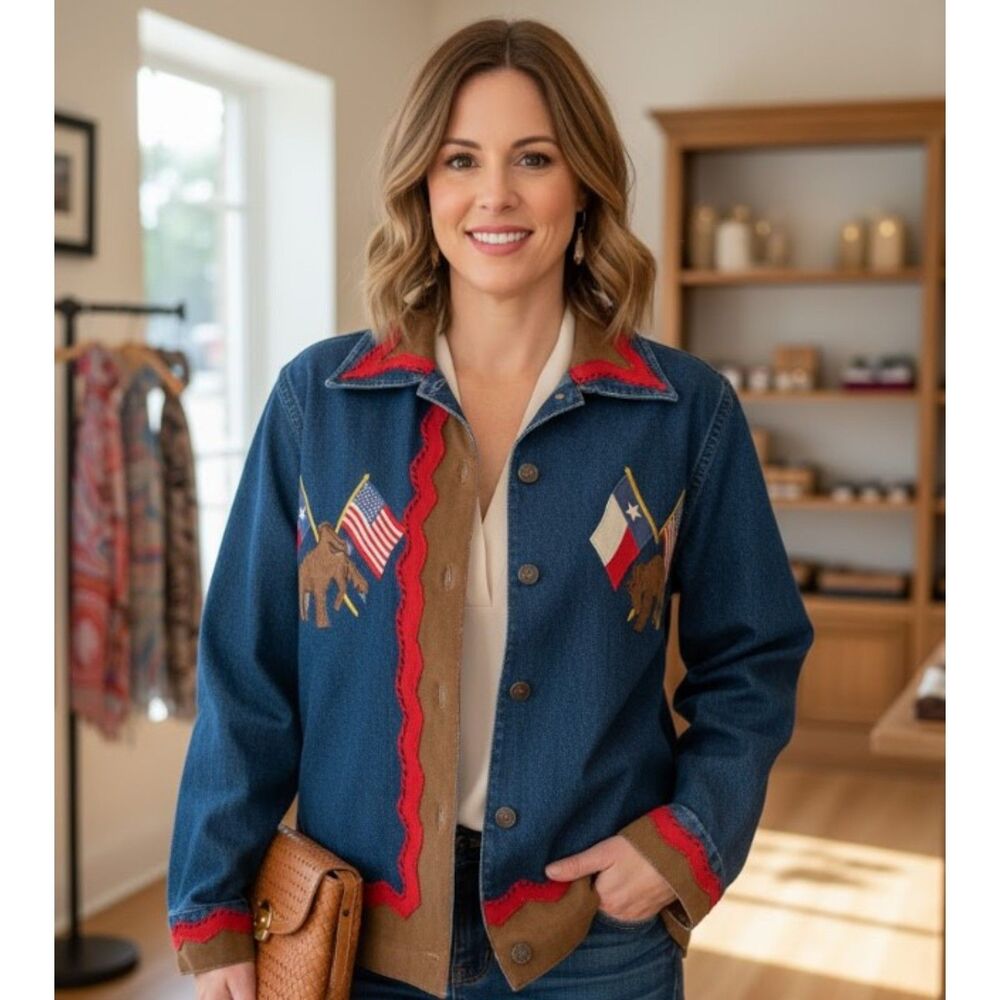 Don’t Mess With Texas Denim Jacket Embroidered Western Cowboy Womens Size S